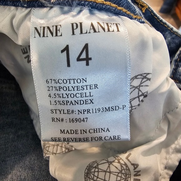 Nine Planet Women's Size 14 Acid Wash Ripped Distressed Denim Jeans - Picture 5 of 7